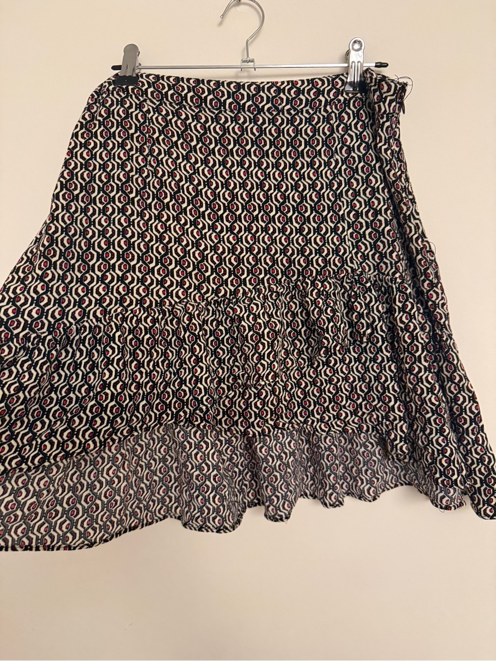 Free People Geometric High Low Ruffle Mini Skirt Boho Size 4